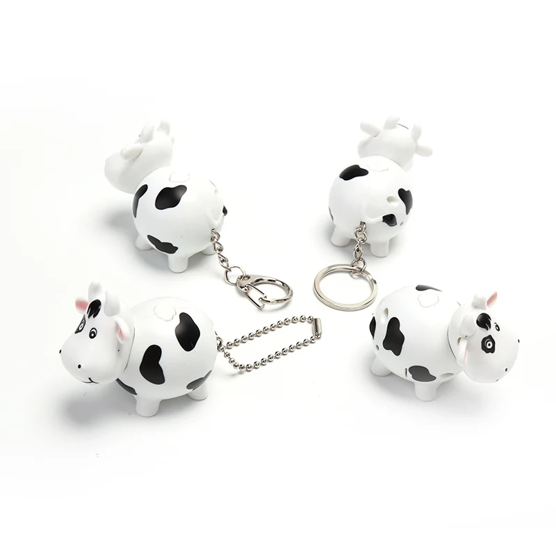 Милые LED из коровьей кожи крупного рогатого скота брелок со звуком фонарик мини
