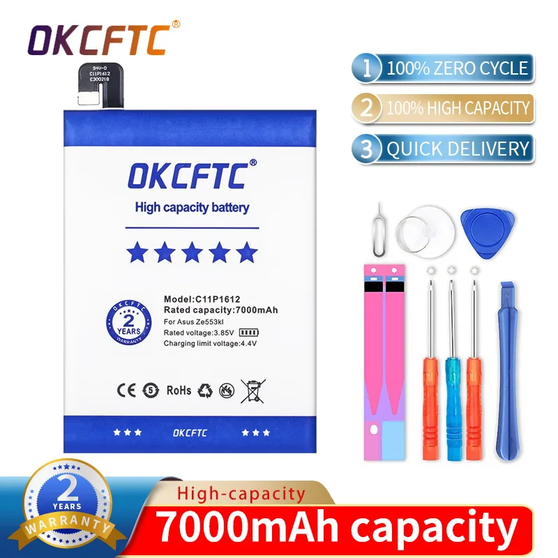 

OKCFTC 7000mAh C11P1612 Battery for Asus ZE553KL, ZenFone 3 Zoom, ZenFone 3 Zoom Dual SIM LTE, Zenfone 3 Zoom Z01HDA