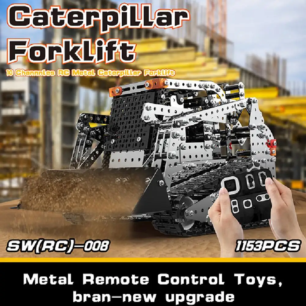 RCtown 1178 шт 2 4G 10CH RC Гусеничный вилочный погрузчик DIY из нержавеющей стали Собранный