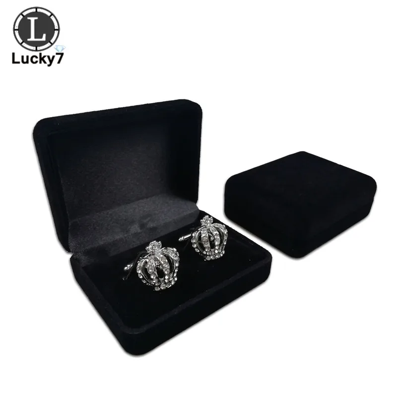 Черный бархат запонки Подарочная коробка Для мужчин рубашка Запонки переноски