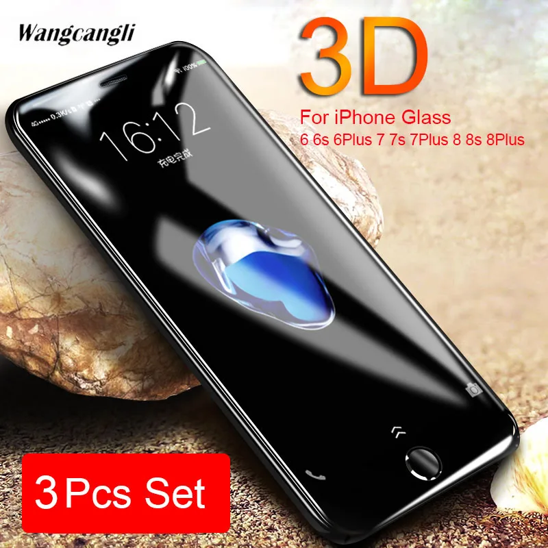 3 шт./комплект закаленное 3d стекло для iPhone7 7s 7Plus 8 8s Plus 6 6S|Защитные стёкла и плёнки