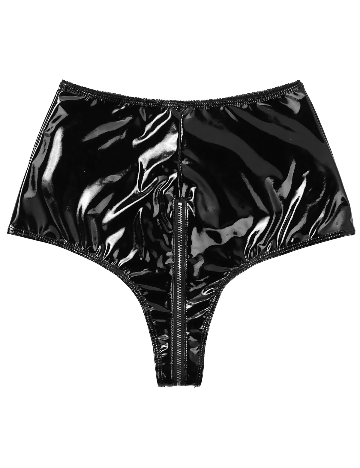 Модные женские туфли с мокрым эффектом Лакированная кожа завышенной талией на