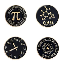 science chemical series lapel pins chemical element molecular formula mathematical pi brooch creativity round badge student gift