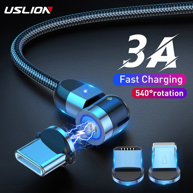 Зарядный кабель USLION Micro USB Type C 3A магнитный 4 цвета | Мобильные телефоны и