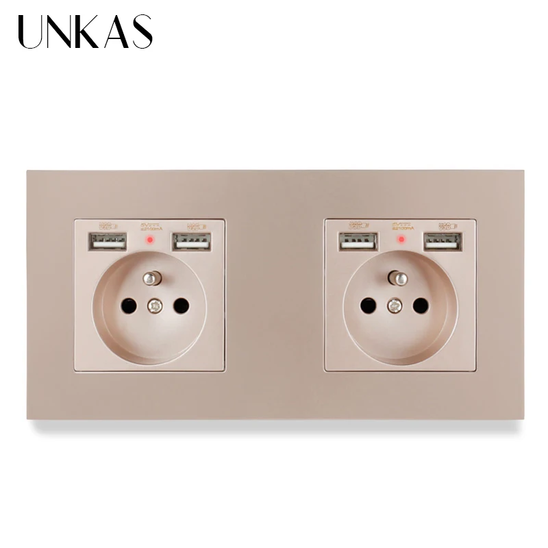 Черная пластиковая настенная розетка UNKAS из поликарбоната с 4 USB-разъемами