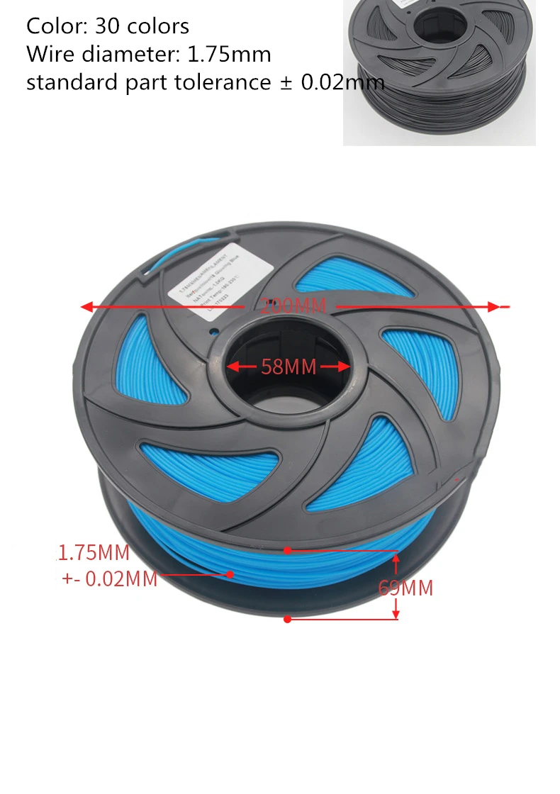 3D Printer PLA Filament 1.75mm Filament Dimensional Accuracy +/-0.02mm 1KG 343M 2.2LBS 3D Printing Material Best to sell PETG