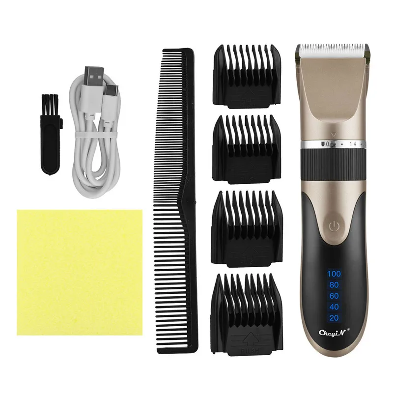 

USB Rechargeable Ceramic Electric Hair Clipper Machine Hair Cut Cordless Men Hair Cutting Trimmer Shaver Barber Beard Trimmer