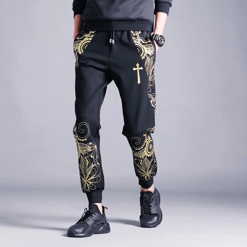 Мужские брюки с принтом в Корейском стиле из 100% хлопка высокого качества для