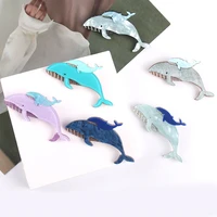 nyn bling bling shiny cute dolphin acrylic brooch pins for women kid beauty animal fashion jewelry party birthday christmas gift