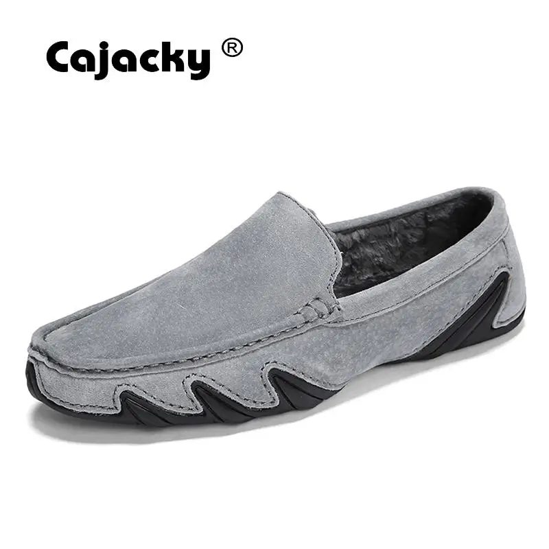Cajacky/мужские лоферы с длинным мехом; Зимняя мужская обувь; Плюшевые мокасины; мужские черные мокасины без застежки; Hombre; Большой размер 38-46