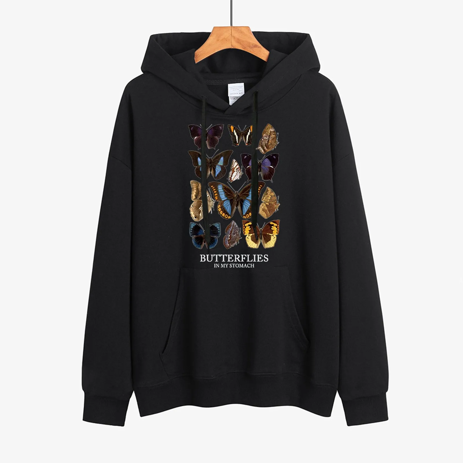 

Зимние женские толстовки большого размера, Модный свитшот с принтом бабочки, повседневные топы с длинным рукавом, пуловер, уличная одежда, Ж...