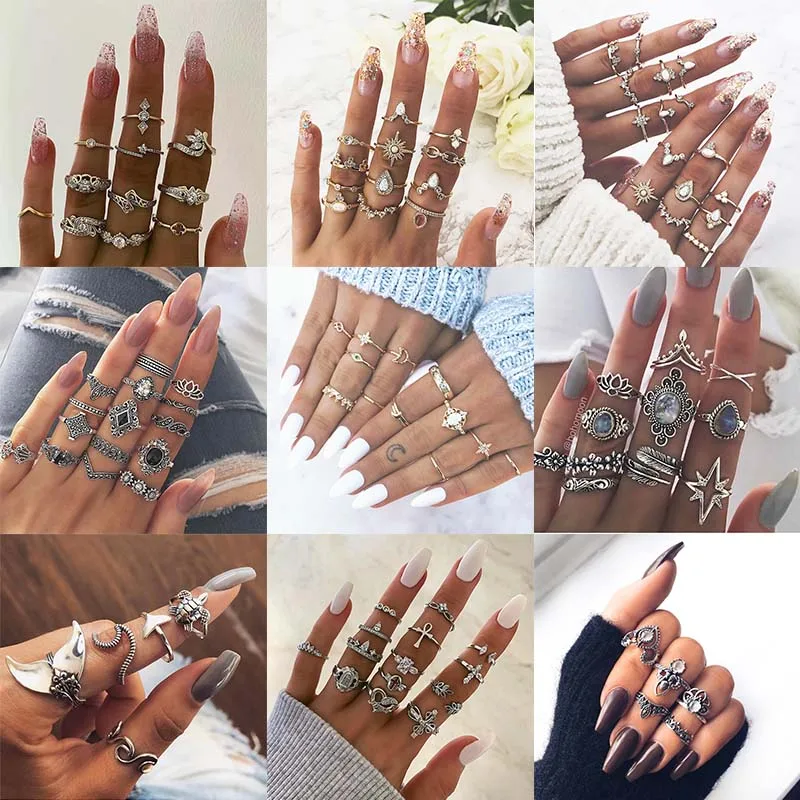 Набор классических винтажных колец для женщин и девушек кольцо средней длины на