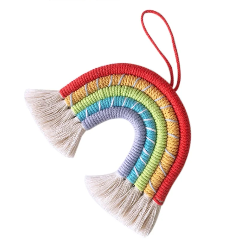 

Nordic Hand-woven Rainbow Tapestry Children Room Wall Hanging Decoration Hand-woven Rainbow Hanging Decoration Craft3