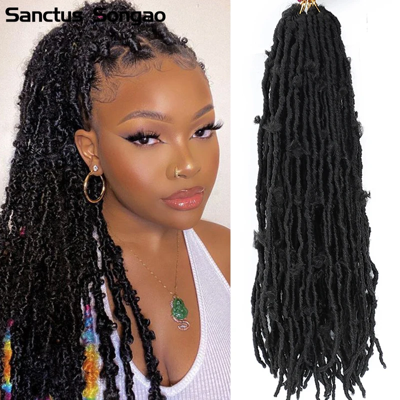 

Butterfly Locs Crochet Braids Hair 18 24 Inch Pre looped Synthetic Braiding Hair Extension Faux Locs Crochet Hair for Women