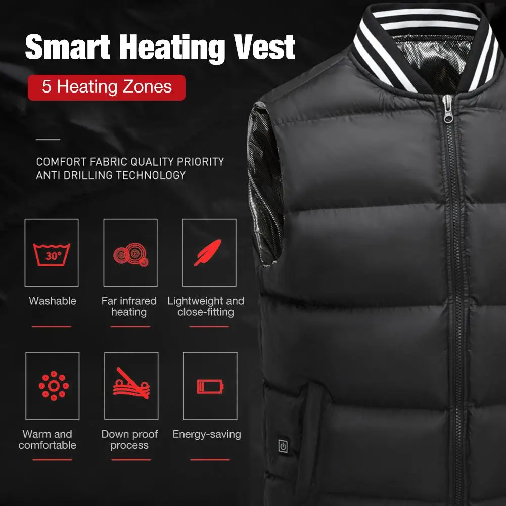 

2020 New Heated Vest USB Heating 3 Temperature Levels Safe Electric Warm Vest For Outdoor Camping Hiking