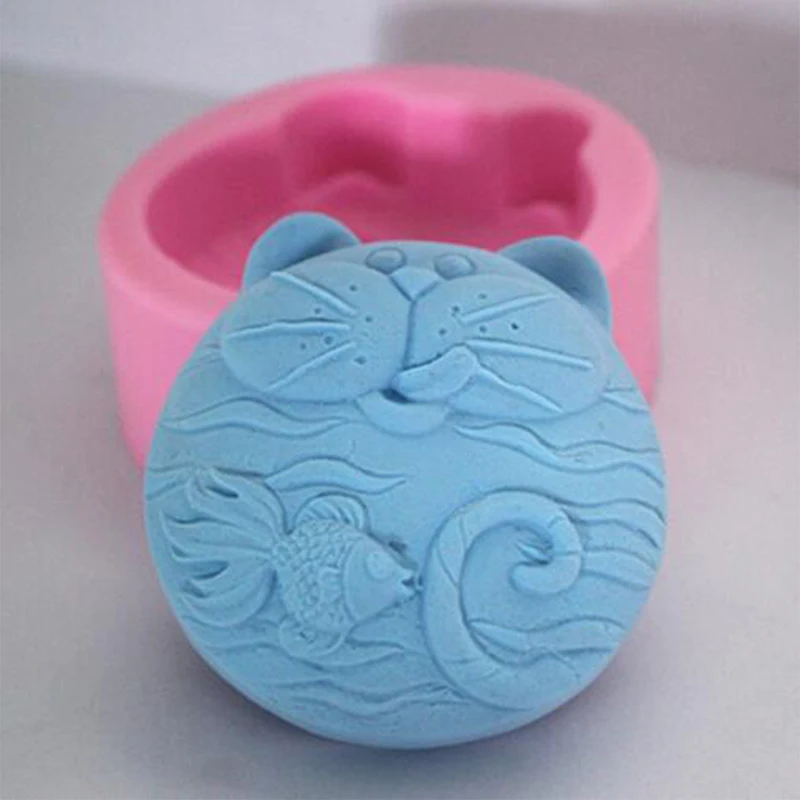 Hot Sale Diy Sugar Craft Cake Goldfish Cartoon Cat Silicone Mold Fondant Chocolate Handmade Soap Mould Decorating Tool | Дом и сад