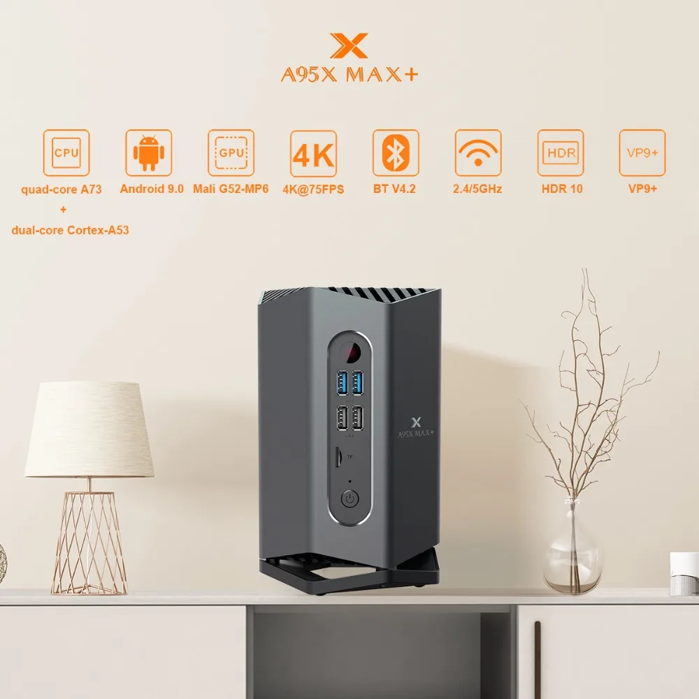 Прикольный дизайн A95X Max+ AmlogicS922X ТВ приставка Игровая приставка 4 ГБ/64 Гб 4 к HD Поддержка SSD/HDD внутри двойной WiFi BT4.2 Android9.0 ТВ приставка