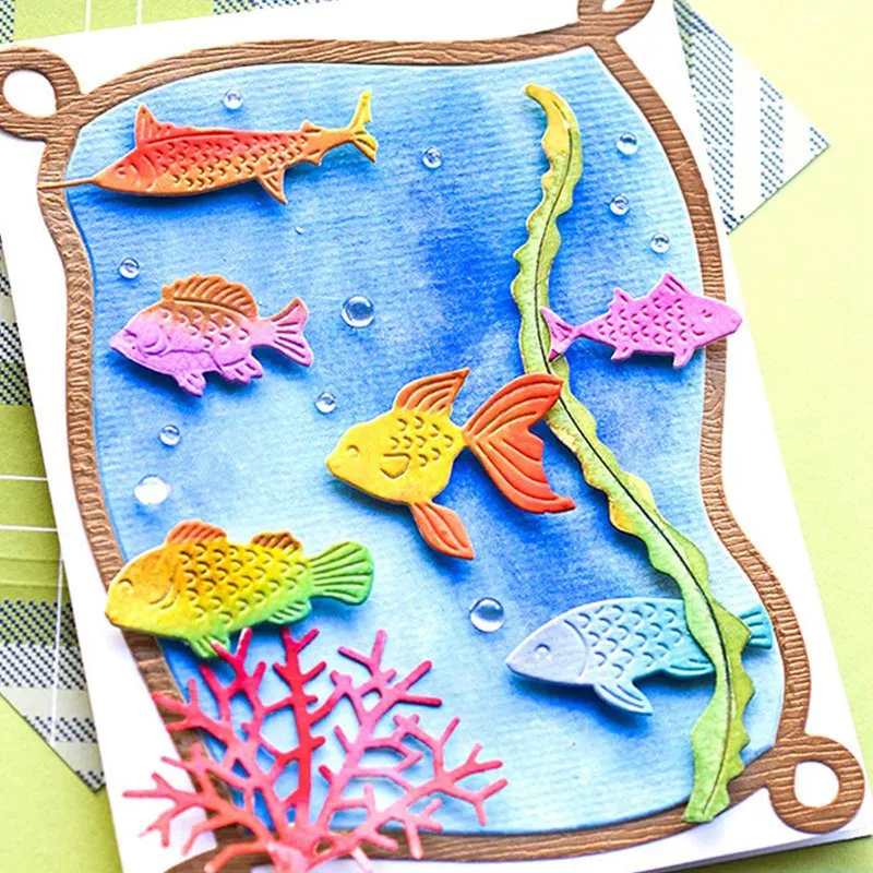 DIY Metal Carbon Steel Embossed Ocean Fish Set Cutting Dies Stamps Scrapbooking For Paper Making Supplies