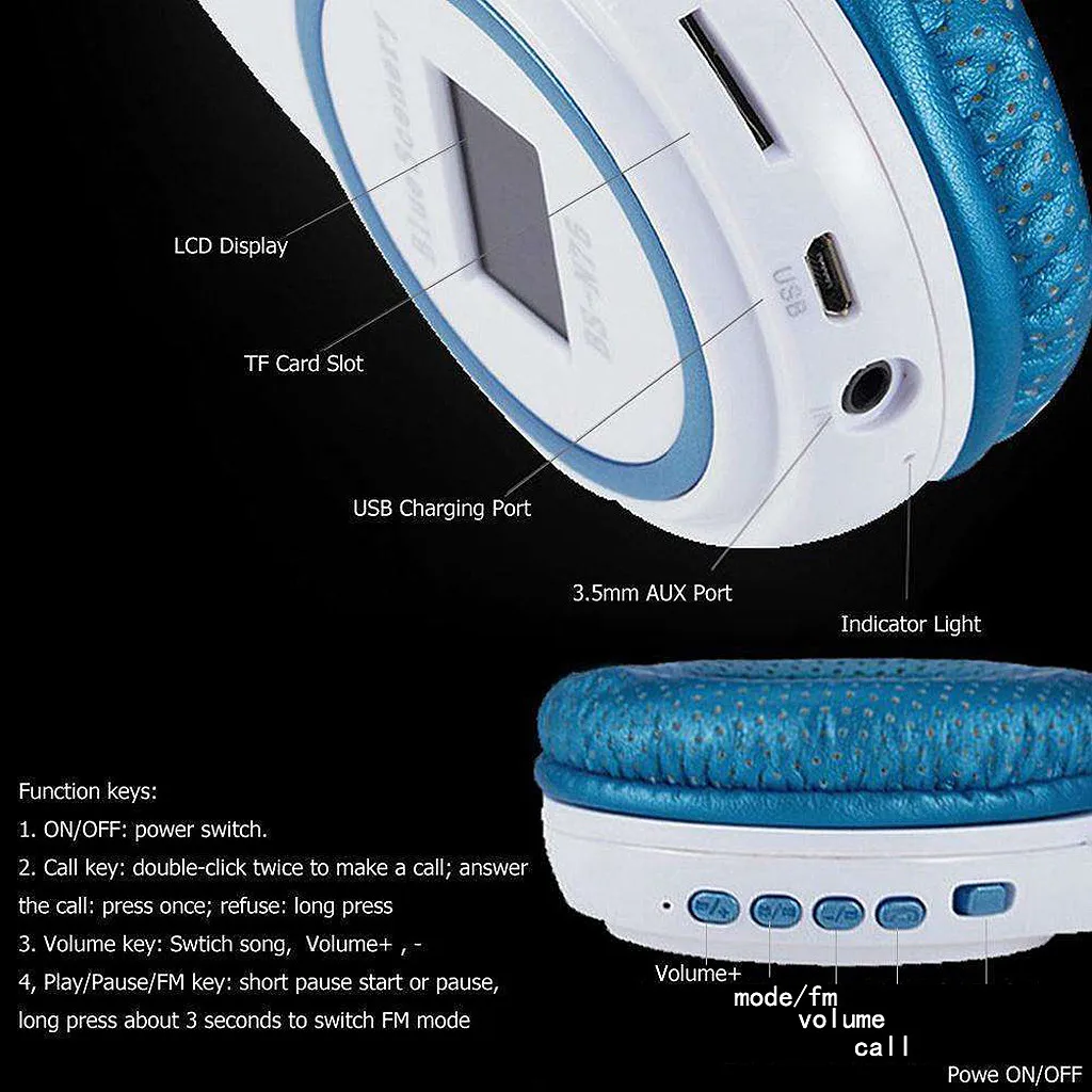 

New 2021 Foldable Sports Wireless Headset LED FM Radio Headphone Support TF Card Bluetooth Headset With Screen Display Sports
