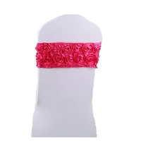 spandex flower bowknot decoration set rose wedding chair cover flower chair back