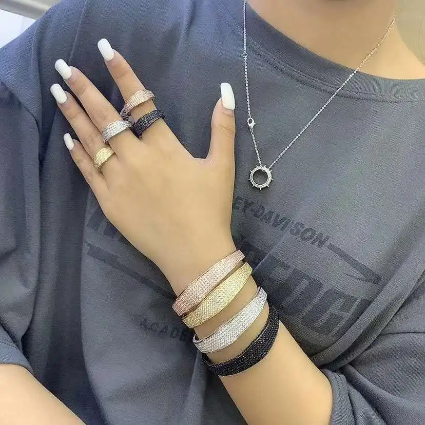

HIBRIDE Luxury Trendy Saudi Arabia Bangle Ring Set Jewelry Sets For Women Wedding Engagement brincos para as mulheres N-1669