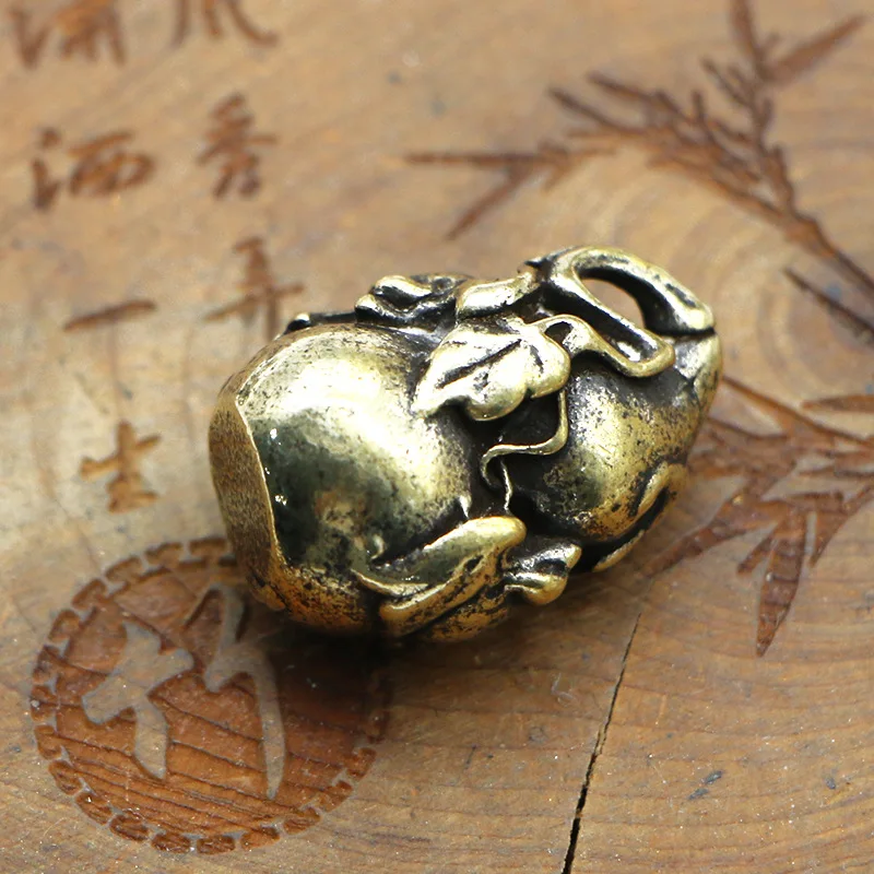 Античная твердая латунная тыква фигурки ретро медное животное чай домашнее