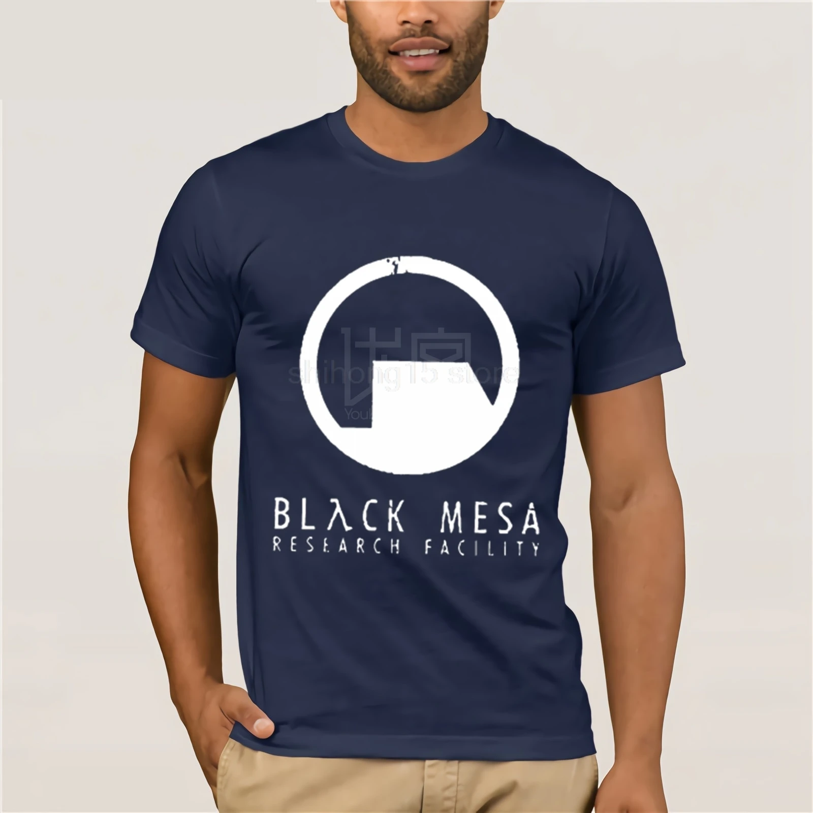 Black Mesa Half Life Футболка мужская крутая футболка европейские размеры-XXXL топы летние футболки хлопковая Футболка с круглым вырезом - Цвет: navy