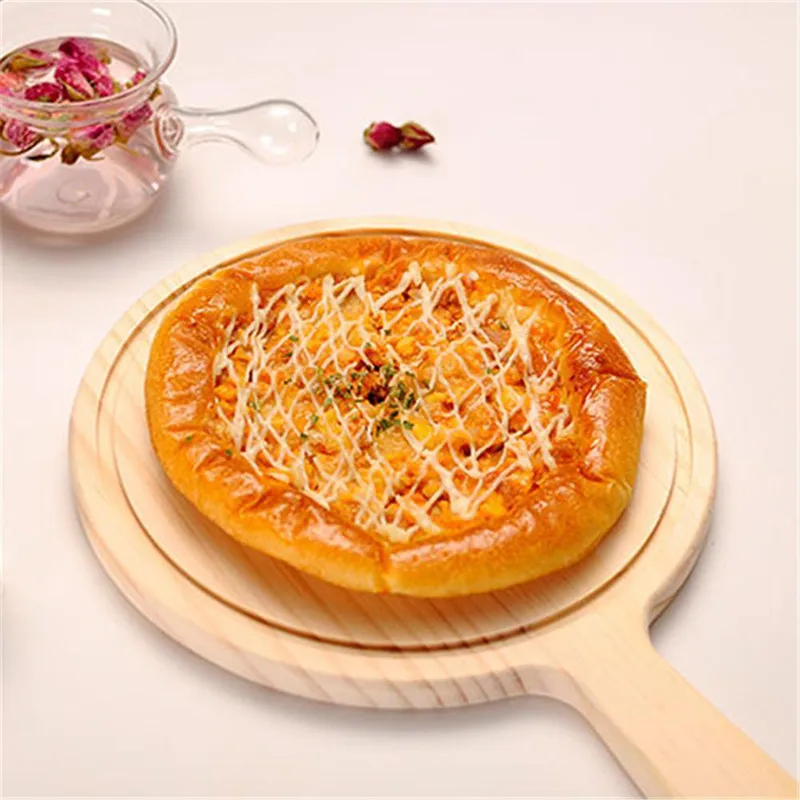 New Wooden Pizza board Round with Hand Baking Tray Stone Cutting Board Platter Cake Bakeware Tools | Дом и сад
