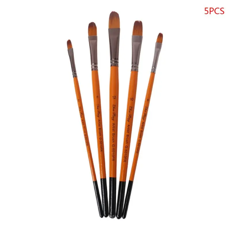 

5pcs/set Filbert Paint Brushes Fine Nylon Hair Watercolor Gouache Paintbrushes for Art Acrylic Oil Painting DIY Tools