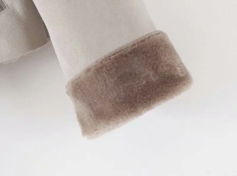 Buckskin/Женская куртка с длинными рукавами на молнии с отворотом; Новинка года; зимняя теплая Женская куртка в стиле Харадзюку с мехом; топ в стиле ретро