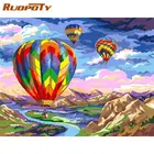 Картина по номерам RUOPOTY, в рамке, с тремя воздушными шарами, пейзаж по номерам, ручная работа, уникальный подарок сделай сам, 40x50 см, настенное искусство