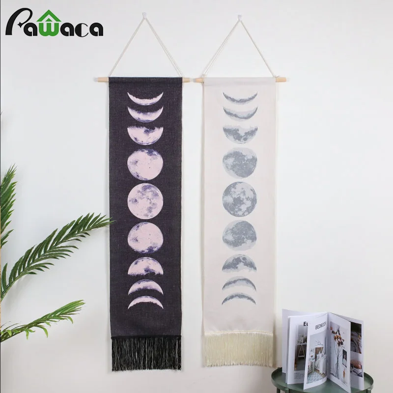 

Черно-белые гобелены с принтом Луны, настенные подвесные ночные гобелены, настенные ковры, росписи для гостиной, спальни, украшения для дома...