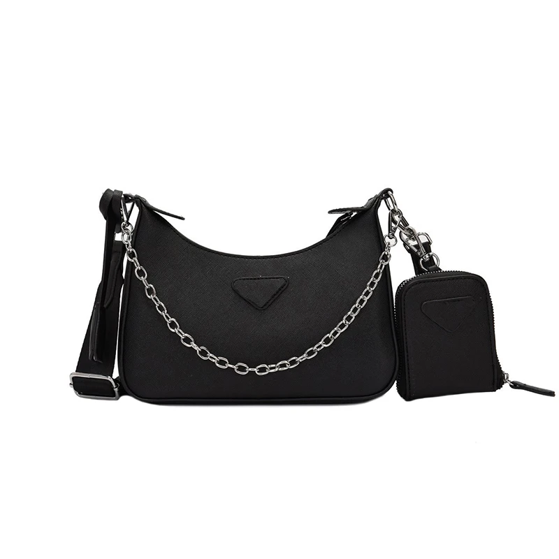 

AIBODUO Luxury Women Bag PADRE 2020 Three In One Bag PU Wide Shoulder Strap Popular Messenger Bag Underarm Bag Chain Bar Bag
