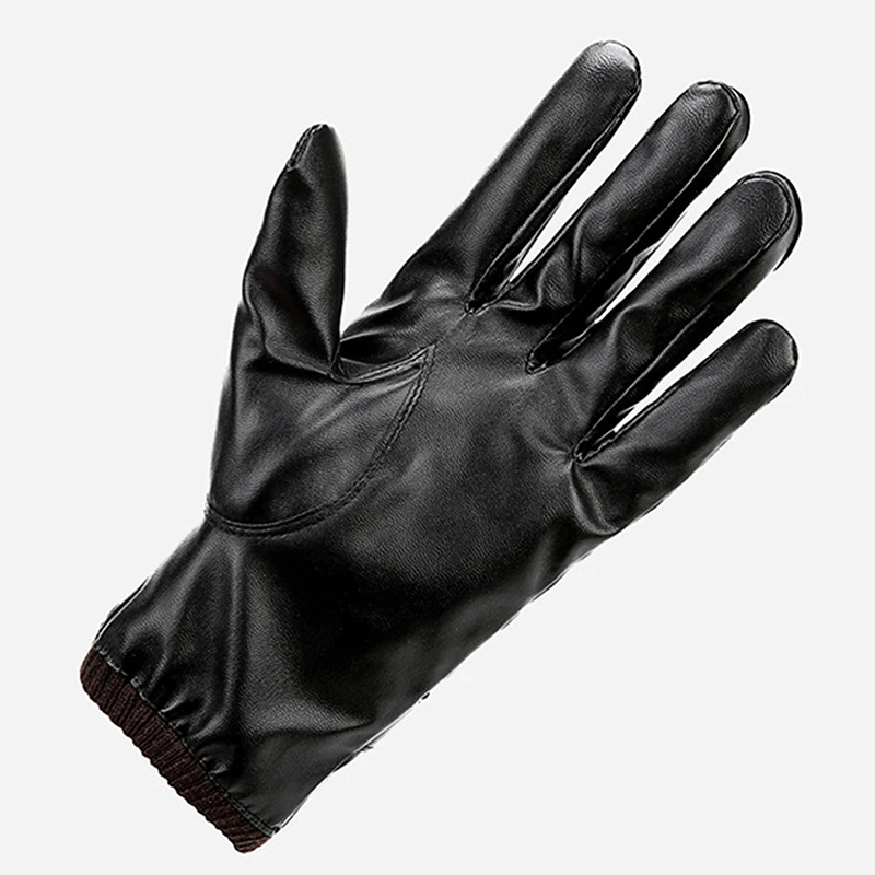 

Men's PU Leather Gloves Black Gloves Men's Warm Winter Gloves, Full-finger Gloves And Cashmere Gloves 2021