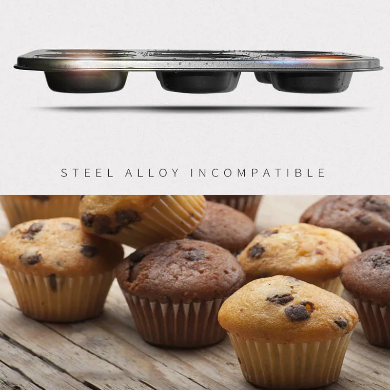 6 чашки антипригарным углерода Сталь противень для выпечки тортов поднос DIY Кухня