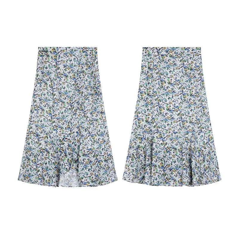 

Skirts Women 2021lgg 2021 Summer New Mid-Length Floral Fishtail Irregular Skirt Chic