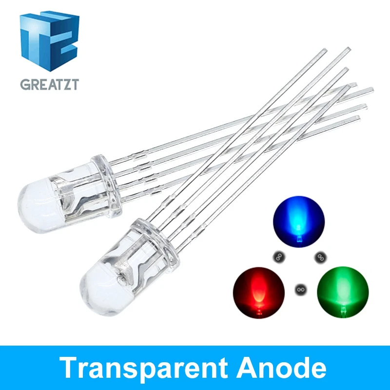 GREATZT 20 шт. 5 мм RGB LED общий катод/общий анод трехцветные излучающие диоды f5