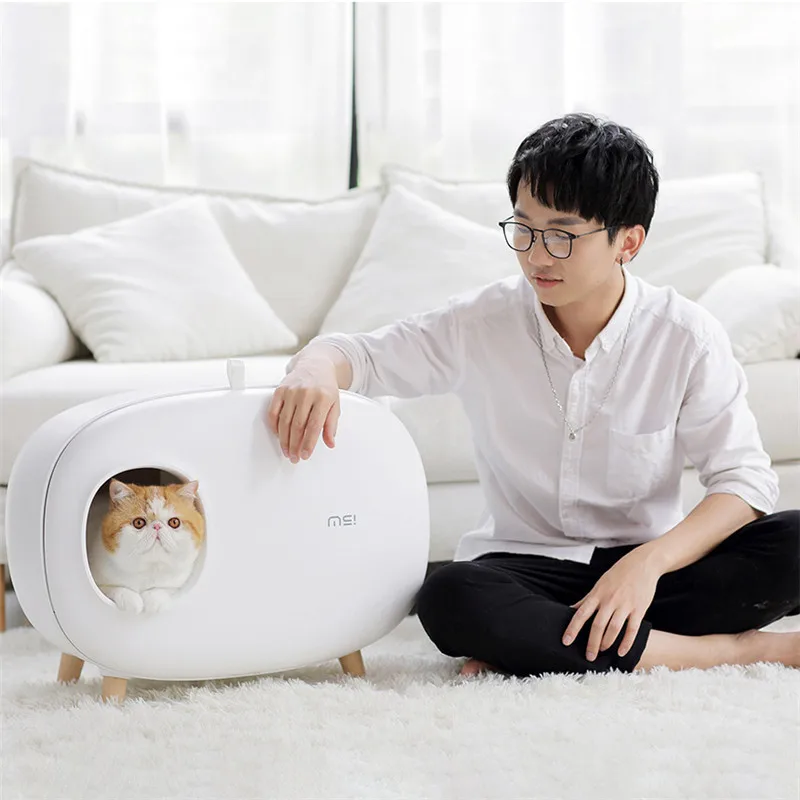 

Cat Litter Box Semi-closed Cat Poop Tray Pet Bedpan Fully Enclosed Deodorant Pet Toilet High Capacity Cat Litter Tray For Pet