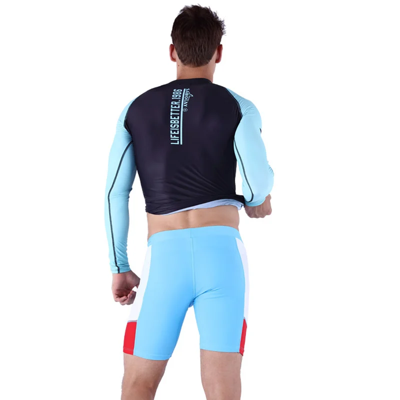 

2020 High Quality Men UPF 50+ Rush Guards Sun Protection Men's Surf Swimwear Close-fitting Male Long Sleeve T-Shirt Rushguard