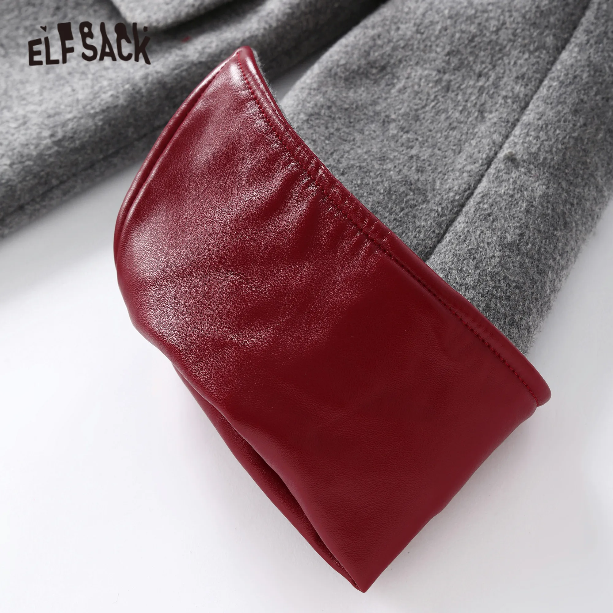 Elfsack Новинка зимы женские 30.9% шерстяные куртки с длинными рукавами и однотонные