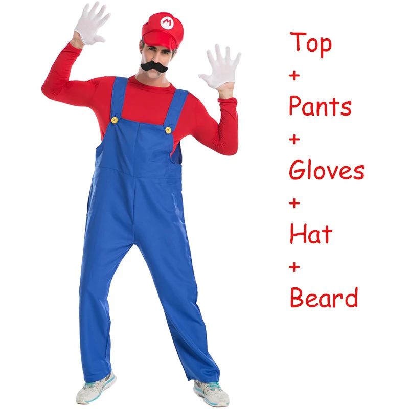 Style 2 Super Mario Bros Luigi, шляпа сантехника, костюм с бородой, маскарадный костюм Марио, маскарадный костюм на Хэллоуин, нарядное платье для родителей и детей, взрослых, детей, женщин - Цвет: Style 2