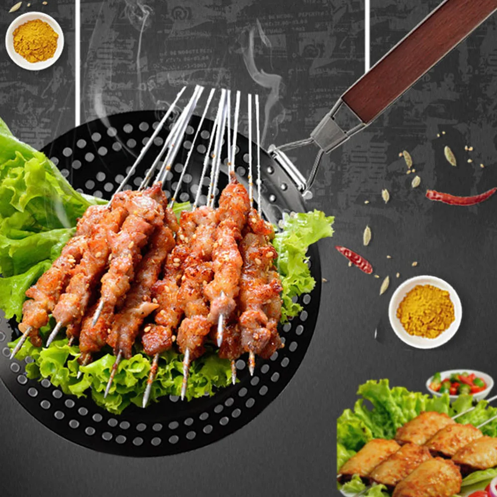 

1Pc Outdoor Nonstick Pan Round Shape Pan Barbecue Tray Portable BBQ Tool