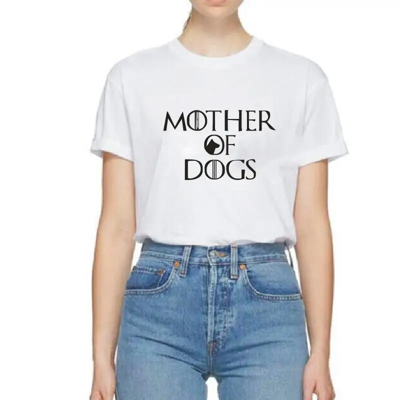 

Забавная футболка с надписью Mother of Dogs, женские топы, Новинка лета 2019, Повседневная белая футболка, женские хлопковые футболки в стиле Харадз...