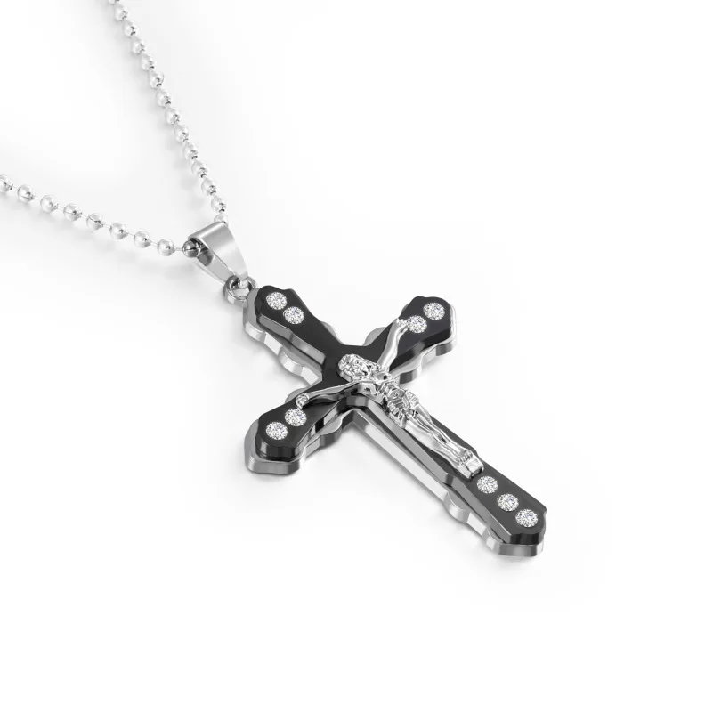 

New fashion men multilayer cross necklace drop oil domineering Jesus cross necklace men and women