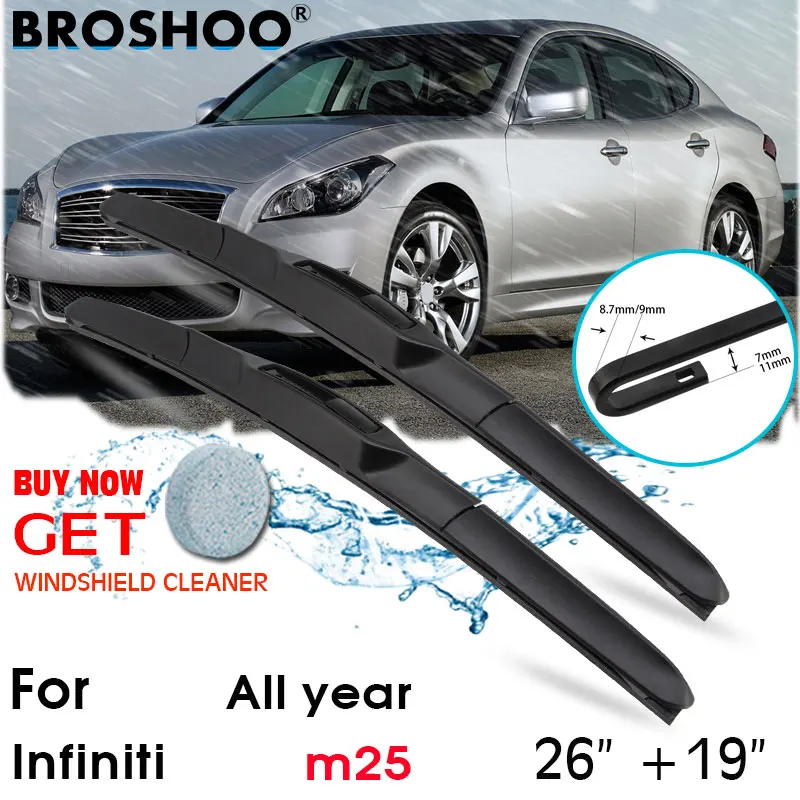 

Car Wiper Blade Front Window Windscreen Windshield Wiper Fit U Hook Arm Blades Accessories For Infiniti m25 26"+19" All year