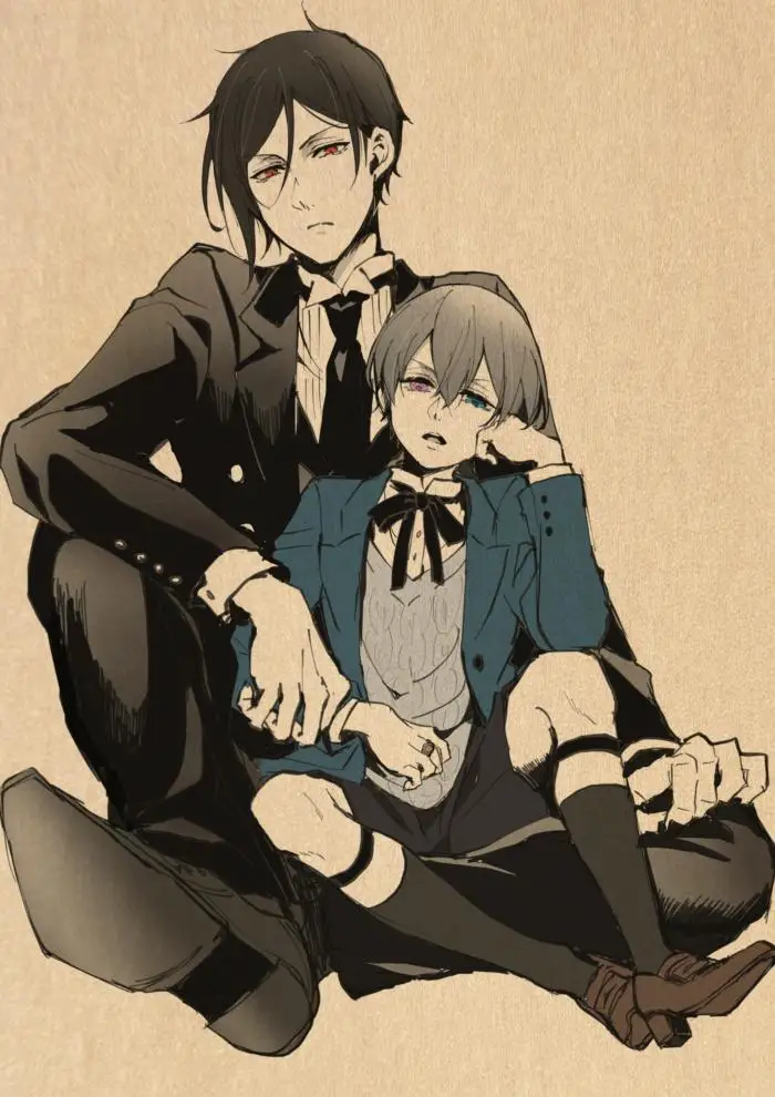 Постер Черный Батлер Себастьян Ретро аниме постеры Картина на холсте и принты