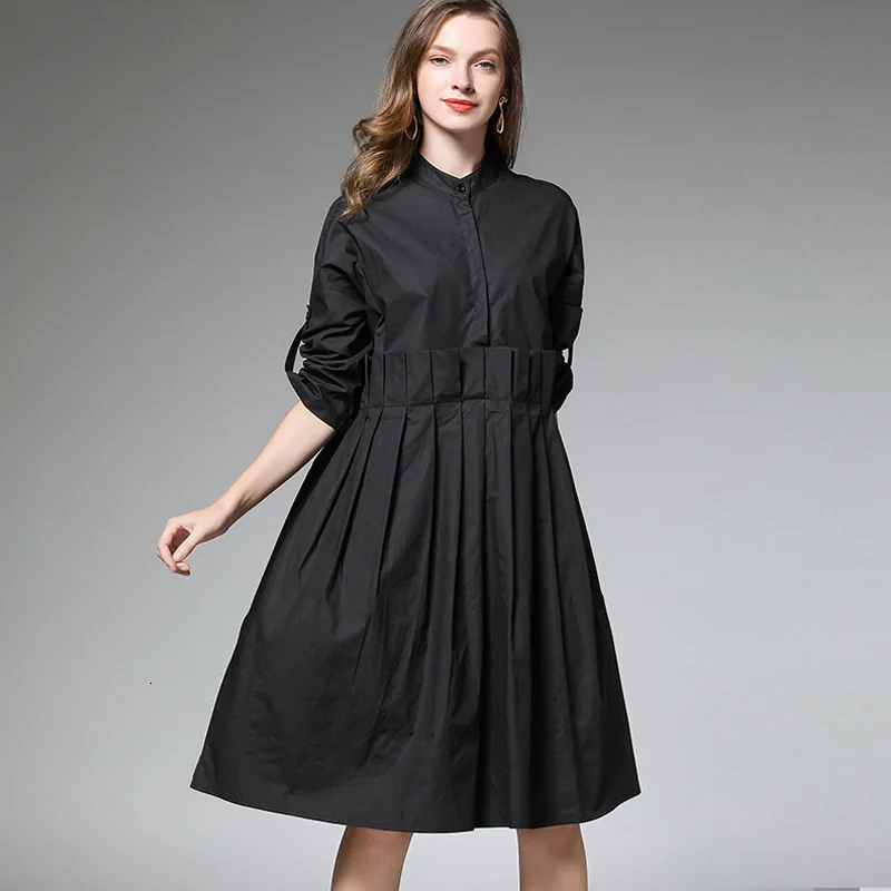 Женское свободное платье [LANMREM] длинное с Секцией воротника модель PA232 на осень 2020