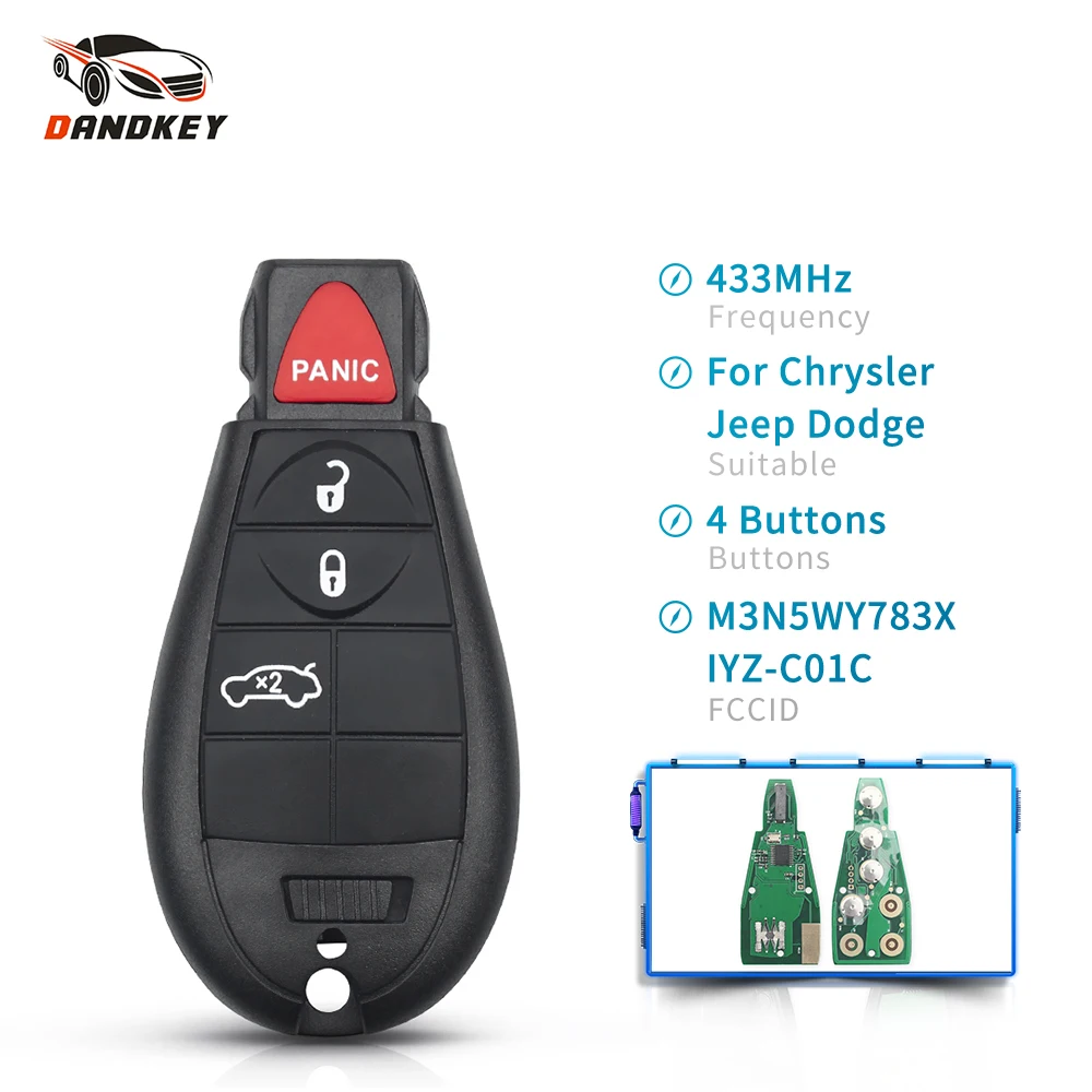 Dandkey дистанционный ключ для автомобиля Jeep Grand Cherokee 2008 2009 2010 2011 2012 2013 M3N5WY783X IYZ C01C 433Mhz