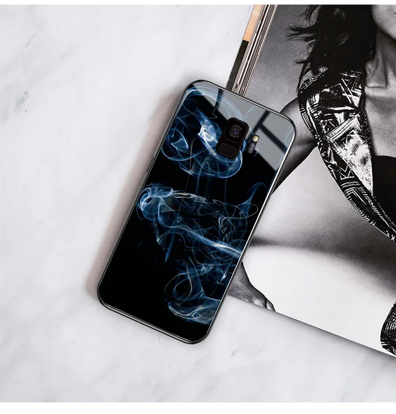 Чехол для телефона для samsung Galaxy A40 A50 A60 M40 A70 A6S A8S S7 S8 S9 S10 S6edge Plus Note 8 9 Tempered Стекло Мрамор туманность