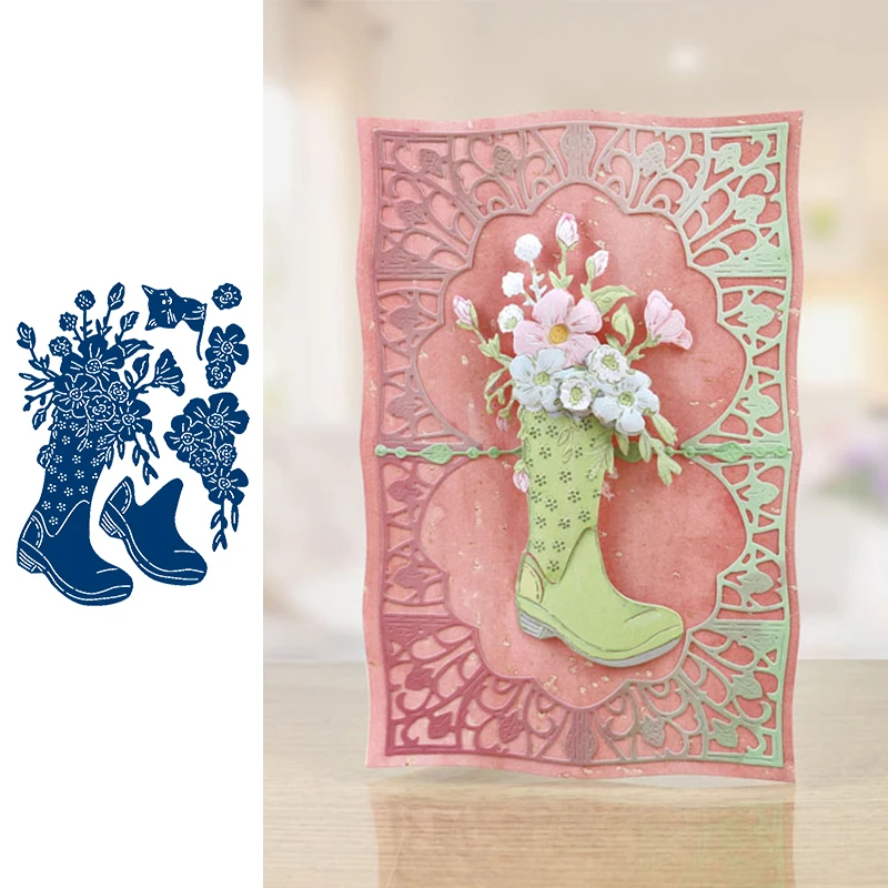 Металлический 3D Трафарет с цветами Веллингтона Серебряный трафарет для